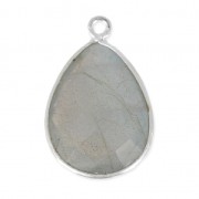 Pendente  goccia 13x17mm castone Argento 925 / Labradorite x1|raw }}