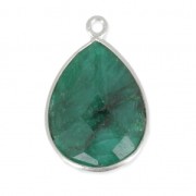Pendente  goccia 13x17mm castone Argento 925 /Dyed Emerald x1