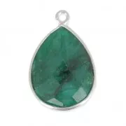 Pendente  goccia 13x17mm castone Argento 925 /Dyed Emerald x1