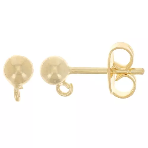 Orecchini a perno con pallina mm. 4 Dorato con oro fino x2