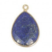 Pendente  goccia 13x17mm castone Argento 925 Placcato oro / Lapis x1|raw }}