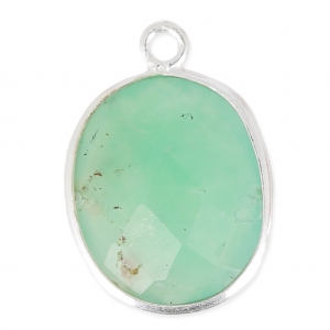 Pendente 11 x 13 mm castone Argento 925 / Chrysoprase x1