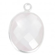 Pendente  11 x 13 mm castone Argento 925 / Quarzo rosa x1