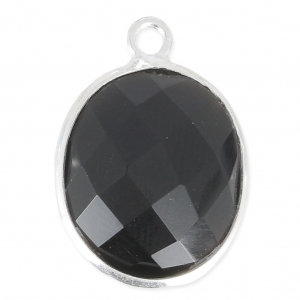 Pendente  11 x 13 mm castone Argento 925 / Black onyx x1