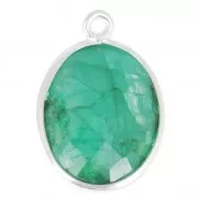 Pendente  11 x 13 mm castone Argento 925 / Dyed Emerald
