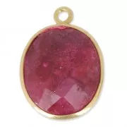 Pendente 11 x 13 mm castone Argento 925 Plaqué Or / Dyed Ruby x1