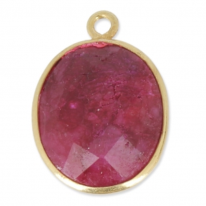 Pendente 11 x 13 mm castone Argento 925 Plaqué Or / Dyed Ruby x1