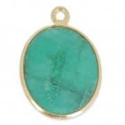 Pendente  11 x 13 mm castone Argento 925 Plaqué Or / Dyed Emerald  x1|raw }}