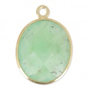Pendente  11 x 13 mm castone Argento 925 Plaqué Or / Chrysoprase   x1