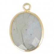 Pendente  11 x 13 mm castone Argento 925 Plaqué Or / Labradorite x1
