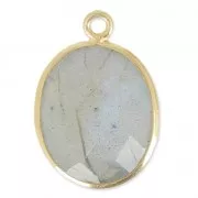 Pendente 11 x 13 mm castone Argento 925 Plaqué Or / Labradorite x1