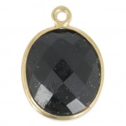 Pendente  ovale 11x13 mm castone Argento 925 Placcato oro/ Black Onyx x1