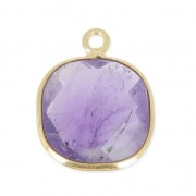 Pendente quadrato 11  mm castone Argento 925 / Ametista x1|raw }}