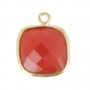 Pendente quadrato 11 mm castone Argento 925 imitazione Corniola x1|raw }}