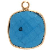Pendente quadrato 11 mm castone Argento 925 /  imitazione Turchese x1
