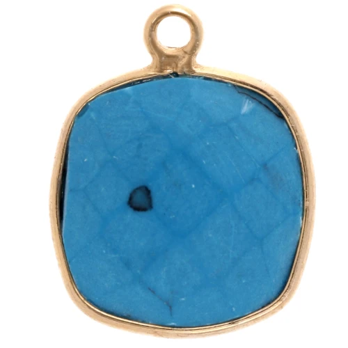 Pendente quadrato 11 mm castone Argento 925 /  imitazione Turchese x1