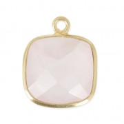Pendente quadrato 11 mm castone Argento 925 / Quarzo rosa x1|raw }}