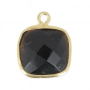 Pendente quadrato 11 mm castone Argento 925 / Black Onyx x1|raw }}