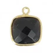 Pendente quadrato 11 mm castone Argento 925 / Black Onyx x1