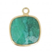 Pendente quadrato 11  mm castone Argento 925 / Dyed Emerald|raw }}