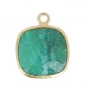 Pendente quadrato 11  mm castone Argento 925 / Dyed Emerald