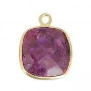 Pendente quadrato 11 mm castone Argento 925 / Dyed Ruby  x1