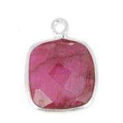Pendente quadrato 11 mm castone Argento 925 / Dyed Ruby|raw }}
