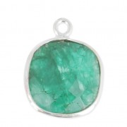 Pendente quadrato 11 mm castone Argento 925 / Dyed Emerald x1|raw }}
