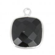 Pendente quadrato sfaccettato 11 mm castone Argento 925 / Black Onyx x1|raw }}