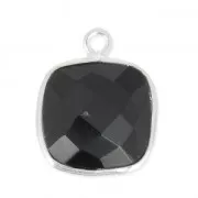 Pendente quadrato sfaccettato 11 mm castone Argento 925 / Black Onyx x1