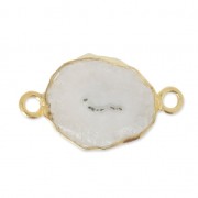 Distanziatore  Druzy Quartz  2 anello 12 mm Argento 925 Placcatura Oro x1|raw }}