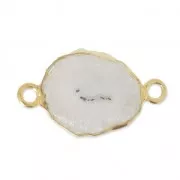 Distanziatore  Druzy Quartz  2 anello 12 mm Argento 925 Placcatura Oro x1