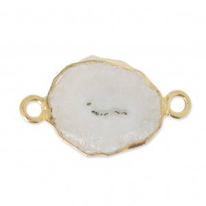 Distanziatore  Druzy Quartz  2 anello 12 mm Argento 925 Placcatura Oro x1