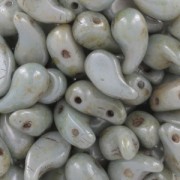 Perle in vetro (Rep. Ceca) 2 fori Zoliduo® Left 5x8mm Verde grigio marmorizzato x20|raw }}