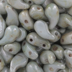 Perle in vetro (Rep. Ceca) 2 fori Zoliduo® Left 5x8mm Verde grigio marmorizzato x20