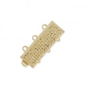 Chiusura 3 file lavorata mm. 20x7 dorato x1