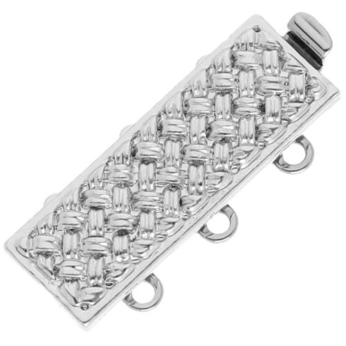 Chiusura a 3 file con intreccio 20x7 mm - Bronzo bianco x1