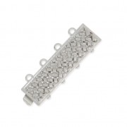 Chiusura 4 file lavorata mm. 26x7 Rodiato x1