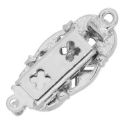 Fermaglio ovale con strass 22 mm - Bronzo bianco x1