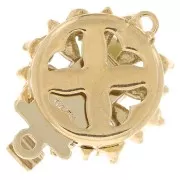 Chiusura a clip con strass e perle forma fiore 15 mm dorato x1