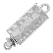 Chiusura clip rettangolo martellato 6x18mm - rodio x1|raw }}