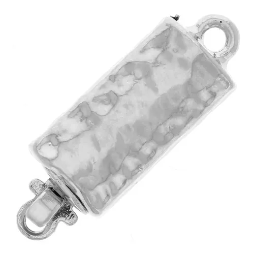 Chiusura clip rettangolo martellato 6x18mm - rodio x1