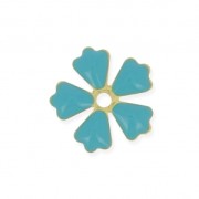 Ciondolo fiori in metallo goccia resina epossidica 15 mm Green Turquoise x5|raw }}
