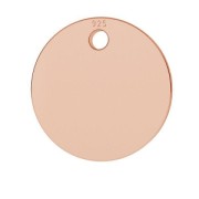 Ciondolo medaglia 9 mm Argento 925 oro rosa  x1