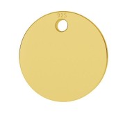 Ciondolo medaglia 9 mm Argento 925 Dorato con oro fino x1