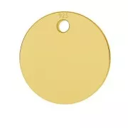 Ciondolo medaglia 9 mm Argento 925 Dorato con oro fino x1