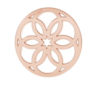 Pendente/distanziatore rotondo rosone 13mm in Argento 925 oro rosa x1