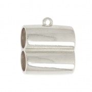 Terminale doppio in metallo per cordone 10 mm placcatura argento fino anticato|raw }}