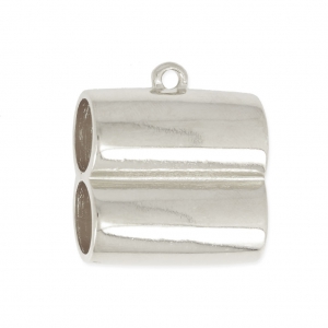Terminale doppio in metallo per cordone 10 mm placcatura argento fino anticato