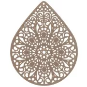 Pendente dipinto laser cut goccia 49x39 mm - Marrone chiaro x1